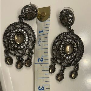 Vintage Black and Silver Dangle Earrings